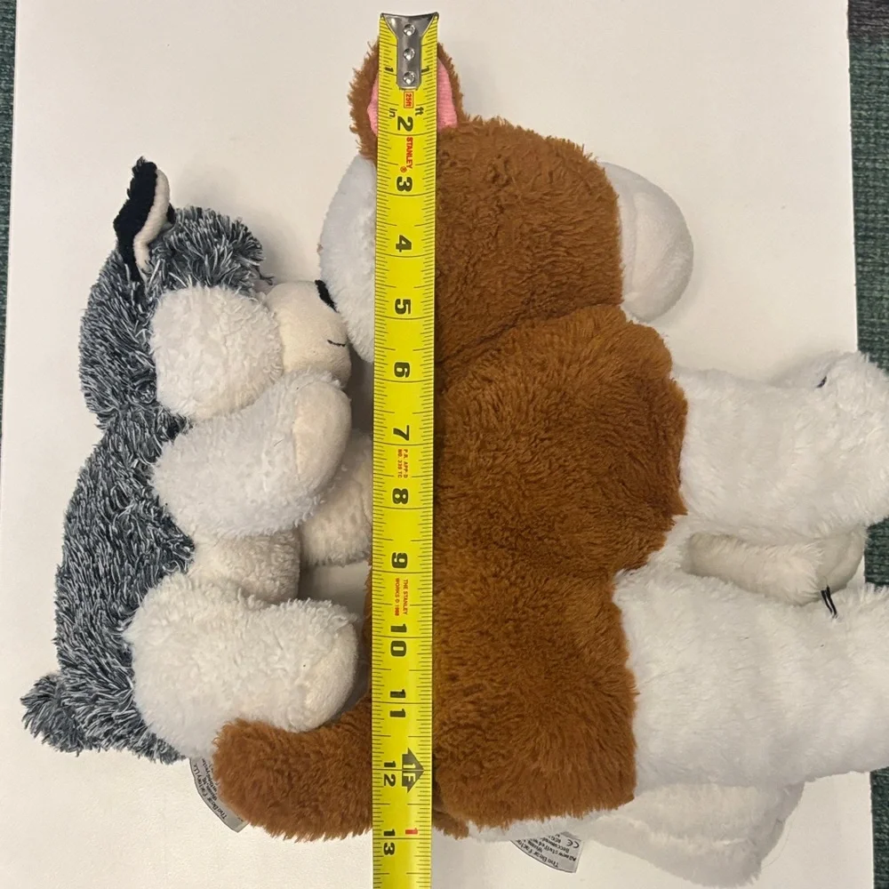Bear Factory Love-Themed Plush Dog Toy Pair - Brown and Gray